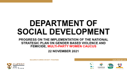 DSD National Strategic Plan Presentation