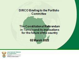 Ministerial Briefing to the Portfolio Committee Dr GNM Pandor