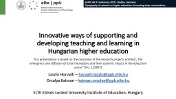 Innovative ways of supporting and developing teaching and learning ...