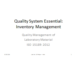Quality management of Laboratory Inventory