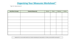 Measure Worksheets Handout Session 3