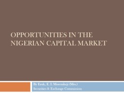 BENEFITS IN THE CAPITAL MARKET - SEC Nigeria