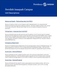 Behavioral Health – Medical Specialty Unit (MSU) We are a 14-bed ...