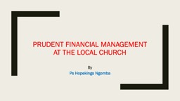 Prudent Financial Management at the Local Church
