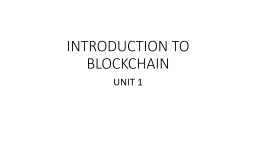 Blockchain Chapter 1
