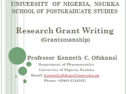 Research Grant Writing - college of postgraduate studies - UNN
