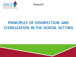 Principles of Disinfection and Sterilization in the outpatient setting