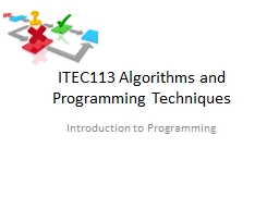 ITEC113 Algorithms and Programming Techniques