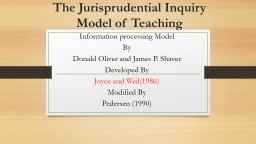 The Jurisprudential Inquiry Model of Teaching - sukhwindercheema24