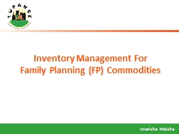 Inventory Management For Family Planning (FP) Commodities