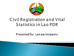 Civil Registration and Vital Statistics in Laos