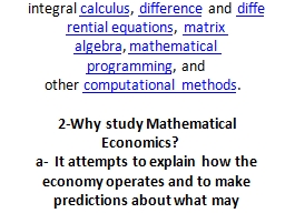 Basic Concepts 1- Definition of Mathematical Economics ...