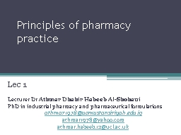 Principles of pharmacy practice