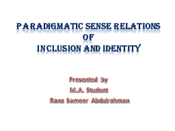 Paradigmatic sense relations of inclusion and identity