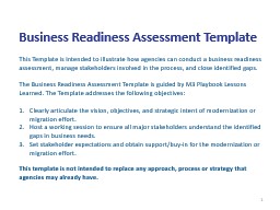 Business Readiness Assessment Template - Federal Shared Services