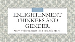 Enlightenment Thinkers and Gender