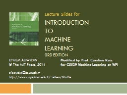Introduction to Machine Learning