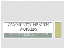 Community Health Workers - Portland State University