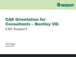 WSDOT CAE Environment Training