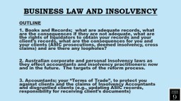 Commercial & Insolvency Law - 9 Windeyer Chambers
