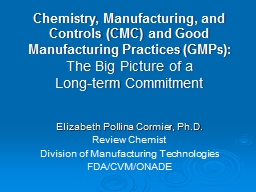 Chemistry, Manufacturing, and Controls (CMC) and Good ...