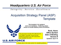 Air Force Acquisition Strategy Panel Template