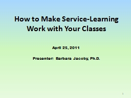 Service-Learning Course Design: What Faculty Need to Know