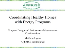 Coordinating Healthy Homes with Energy Programs