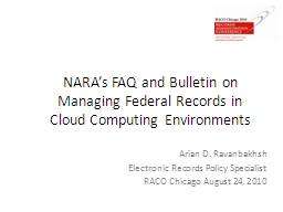 NARA's FAQ and Bulletin on Managing Federal Records in Cloud ...