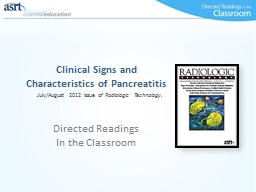Clinical Signs and Characteristics of Pancreatitis