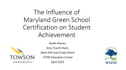 The Influence of Maryland Green School Certification on Student ...