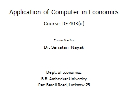 Application of Computer in Economics