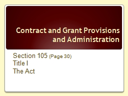 Contract and Grant Provisions and Administration