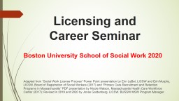 Licensing and Career Seminar - Boston University