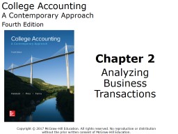 Chapter 2 Analyzing Business Transactions - Cerritos College