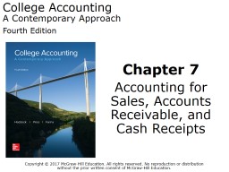 Chapter 7 Accounting for Sales, Accounts Receivable, and Cash ...