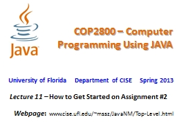 COP2800 – Computer Programming Using JAVA