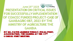 PRESENTATION ON SUCCESSFULLY IMPLEMENTED COMCEC ...