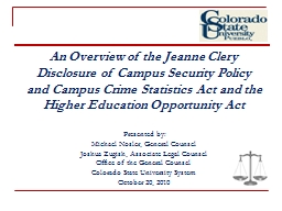 Overview of the Clery Act - CSU Pueblo