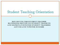 Student Teaching Orientation - CSUSB