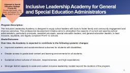 At-A-Glance: Special Education Inclusive Leadership Academy