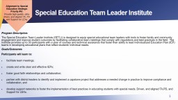 At-A-Glance: Special Education Team Leader Institute