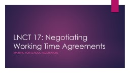 LNCT 17: negotiating working time agreements - EIS