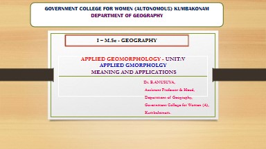 II - M.Sc., GEOGRAPHY Elective Course(EC) GEOGRAPHY OF ...