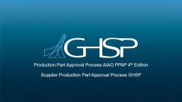 Supplier Training - PPAP - GHSP