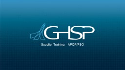 Supplier Training PSO/APQP - GHSP