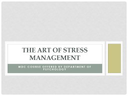 The Art of Stress Management