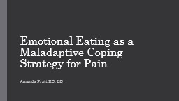 Emotional Eating as a Strategy to Cope with Chronic Pain
