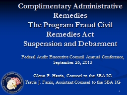 An Introduction to The Program Fraud Civil Remedies Act of 1986 for ...