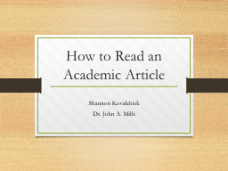 How to Read an Academic Article - IUP
